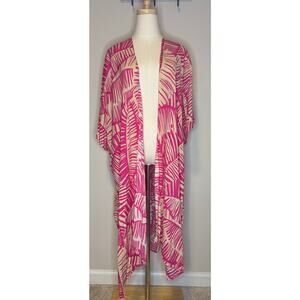 Chicos One Size Pink Tan Long Kaftan Beach Boho Covering